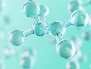 Aufkleber - Molecular Model Illustration with Connected Spheres on Light Green Background : Generative AI