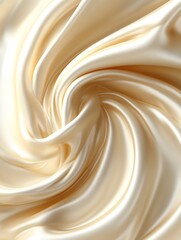 Poster - Swirling Silk Fabric with Glossy Softness in Creamy Waves and Folds : Generative AI