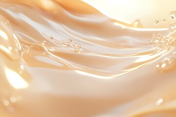 Poster - Elegant Flowing Liquid Surface with Golden Waves in Soft Light : Generative AI