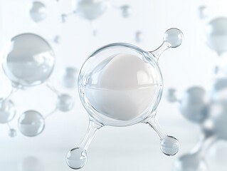 Poster - Transparent Spherical Molecular Structures Floating in a Sterile Scientific Environment : Generative AI