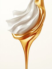 Poster - Artistic fusion of silky yogurt texture with flowing golden honey streams : Generative AI