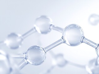 Aufkleber - Minimalist Molecular Structure in Soft Focus with Transparent Spheres for Science Visualization : Generative AI