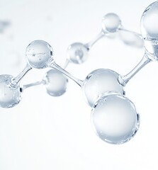 Poster - Minimalistic Molecular Structure of Transparent Spheres Isolated on White : Generative AI