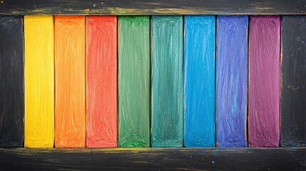 Poster - Vibrant chalks create a stunning rainbow-hued backdrop