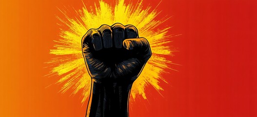 Wall Mural - A powerful illustration of a raised fist symbolizing strength and unity. Ideal for empowerment campaigns, social justice movements, and freedom-themed events.