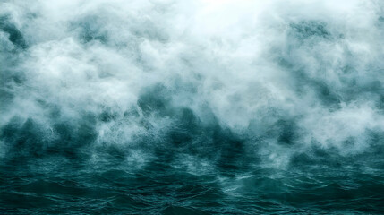 Poster - Dramatic ocean mist, waves crashing, moody sky; nature background