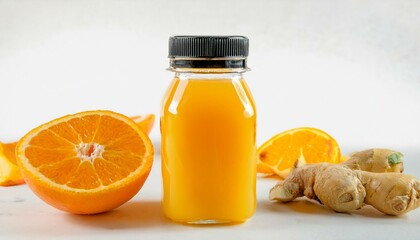 Wall Mural - Refreshing orange juice with ginger.