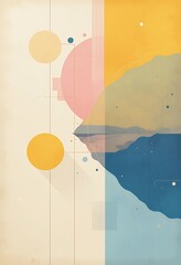 Poster - Abstract Geometric Landscape with Pastel Colors and Circles