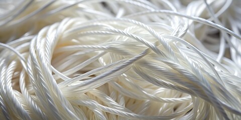 Abstract White Fiberglass Texture: Close-up of Tangled Fibers
