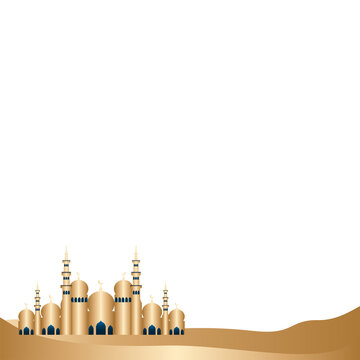 Ramadhan decoration illustration with with mosque