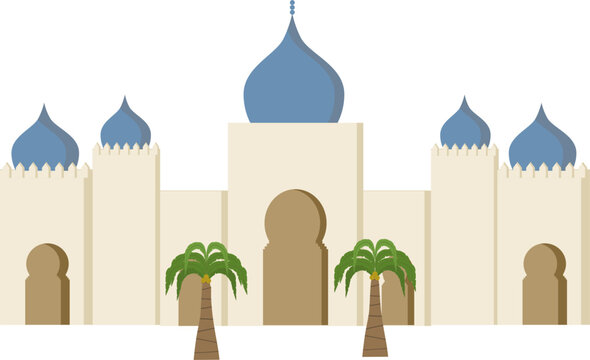Ramadhan decoration illustration with with mosque