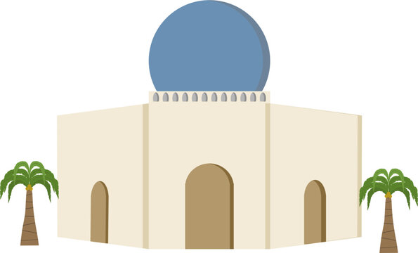 Ramadhan decoration illustration with with mosque