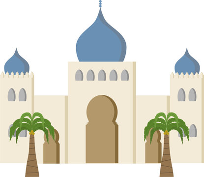 Ramadhan decoration illustration with with mosque