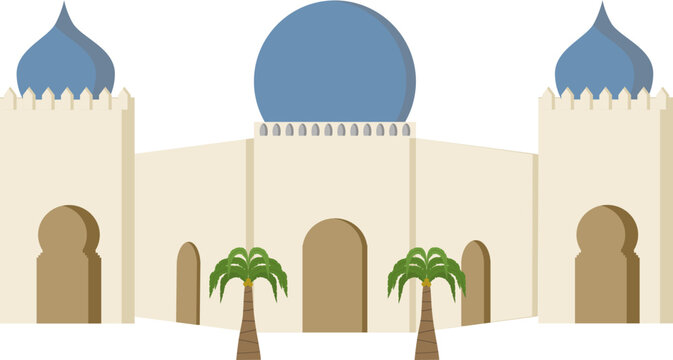 Ramadhan decoration illustration with with mosque