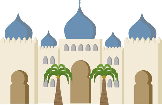 Ramadhan decoration illustration with with mosque