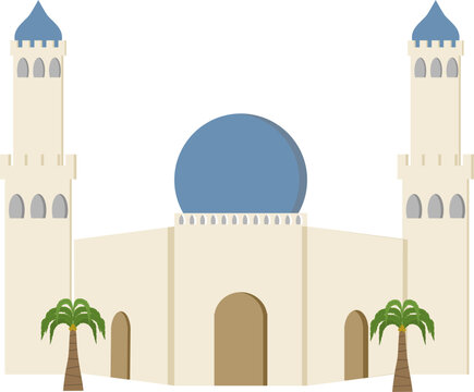 Ramadhan decoration illustration with with mosque