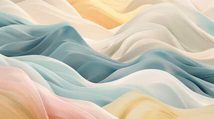 Wall Mural - Abstract Layered Waves in Soft Pastel Colors Creating a Serene and Textured Pattern