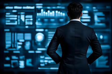Poster - Businessman analyzing data on screen