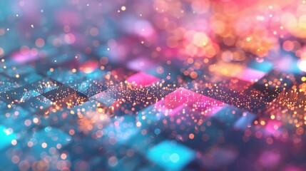 Fototapete - A captivating abstract design features glittering squares in vibrant hues creating an enchanting visual experience filled with light