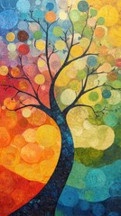 Poster - This artwork features a striking abstract tree design with swirling colors, celebrating the essence of nature and creativity