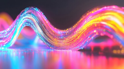 Fototapete - Bright streaks of vibrant colors weave together, illuminating the surface beneath them and creating an energetic, abstract visual experience