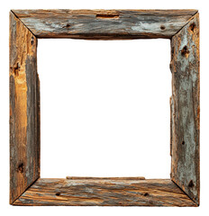 Rustic wooden frame perfect for artwork display isolated on transparent background