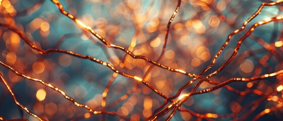 Poster - Intricate Textured Background of Intertwined Copper Wire with Bokeh Effect
