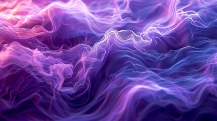 Poster - Pulsating Purple and Cyan Waves of Light in Abstract Flowing Patterns