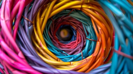 Poster - Colorful Twisted Wire Strands in a Spiral Formation