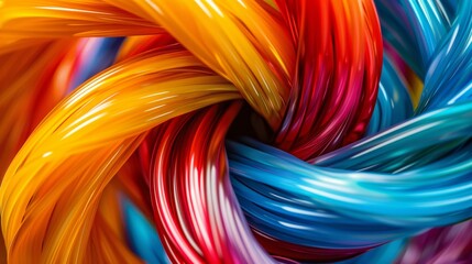Poster - Vibrant Multicolored Twisted Wire Strands Interwoven in Abstract Design