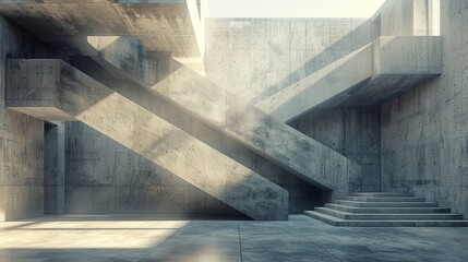 Poster - Modern Architectural Structure with Bold Angles and Concrete Design