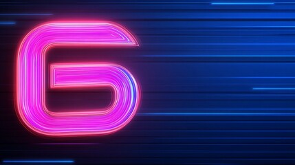 Fototapete - Abstract Neon Glowing Letter G Futuristic Pink Purple Lines Digital Background