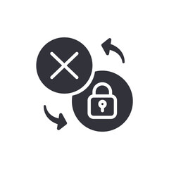 Poster - Rejected login solid icons, minimalist vector illustration ,simple transparent graphic element .Isolated on white background