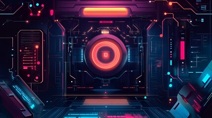 Poster - Futuristic Neon Technology Interface Digital Panel