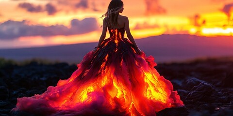 Wall Mural -  woman wearing lava dress 