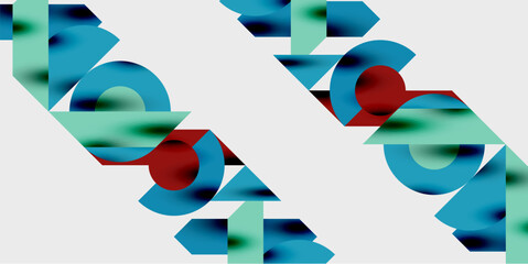 Poster - Modern abstract background featuring circles, lines, and triangles in a dynamic geometric composition. Perfect for stylish, tech, or creative-themed designs