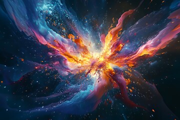 Wall Mural - abstract cosmic explosion of vibrant colors and energy