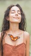 © BOJOShop - Serene Woman  Butterfly  Nature  Tranquility  Peace  Calm  Mindfulness  Spiritual  Wellnes