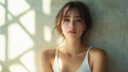 Beautiful Woman Portrait Natural Light Beauty Cosmetics Skincare Make-up Hair Care Coiffure Relaxed Adult Young Asian