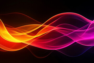 Wall Mural - Colorful abstract waves of light flow seamlessly against a dark background, creating a vibrant atmosphere