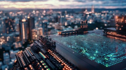 Futuristic Cityscape  Digital Technology and Urban Horizon