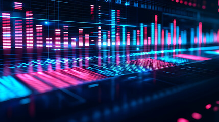 Poster - Abstract data visualization; glowing charts