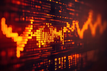 Poster - Stock market data, red graph, financial crisis, digital background