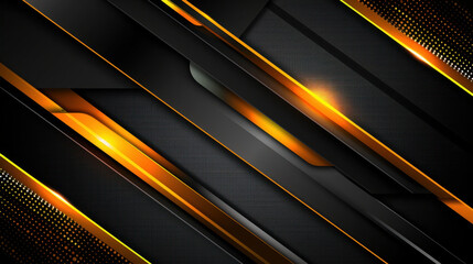Poster - modern abstract background with black and gold diagonal lines, featuring sleek design and glowing ac