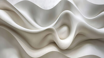 Poster - sculptural white waves create dynamic and fluid texture, showcasing modern design and elegance. inte