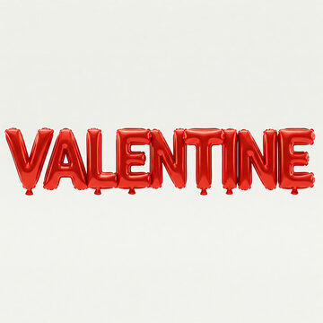 Red balloons forming the letters VALENTINE on a white background