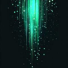 Canvas Print - Abstract teal light streaks and sparkles on black background.