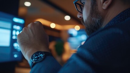 Man Interacting with Smart Screen, Modern Technology, Futuristic Interface