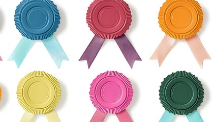 Colorful award ribbons on white background, ideal for achievement concepts (1)