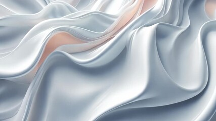 Poster - Elegant flowing fabric waves create hypnotic dance of texture in soft pastel tones